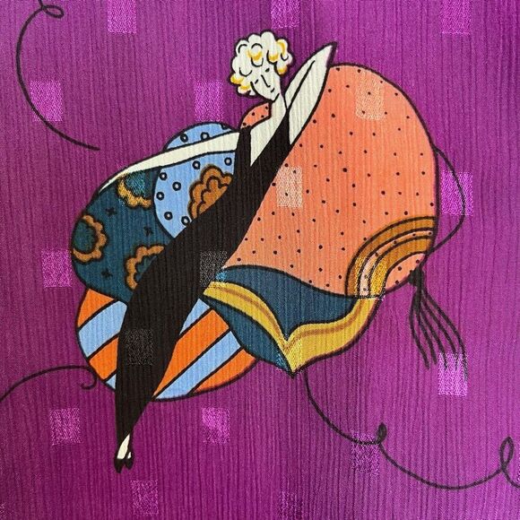 Diane Von Furstenberg Vintage Top Size Medium Purple Parisian Chic Woman Print - Picture 6 of 11